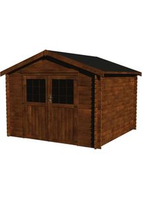 HABITAT ET JARDIN Abri jardin bois 'Valodeal' - 8.88 m² - 2.98 x 2.98 x 2.39 m - 34 mm - Traité marron