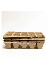 5 x Plaque Pot de Semis de Fleur et Plante Godets pour Semis en Fibres Biodégradables avec 100 Compartiment pour Jardin Potager