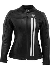 Rusty Stitches Alice, veste en cuir pour femmes , couleur: Noir/Blanc , taille: 46