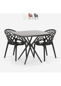 AHD AMAZING HOME DESIGN - Table carré noir 70x70 + 2 chaises design Moai Black Couleur: Noir