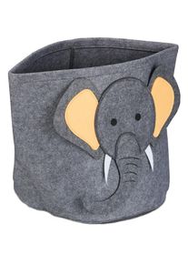 Boîte de rangement, motif éléphant, corbeille en tissu, pliable, HxD: 35x32 cm, caisse pour jouets, gris - Relaxdays