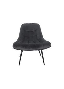 Salesfever tumbona con asiento XXL | tapizado de terciopelo | estructura de metal negra | acolchado lujoso | ancho 76 x fondo 87 x alto 86 cm | gris