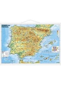 Stiefel Wandkarte Kleinformat Spanien Und Portugal Physisch Mit Metallstäben Karte (im Sinne von Landkarte)