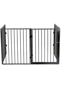 Haloyo - Barrière de sécurité enfant et animaux multi-fonction,4 panneaux,Pre assemble,barrière d'escalier,310 x 2.5 x 75cm,noir