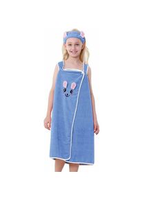 Serviette de bain / serviette de bain pour enfants enveloppé dans une robe robe robe avec un bonnet de plage absorbant pour la tête fille 7 - 12 ans