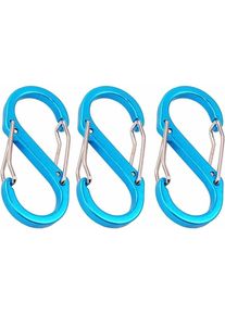 Ensoleille - pièces mousqueton petit métal double mousqueton clips de sécurité en forme de s en métal pour les activités de plein air (bleu)