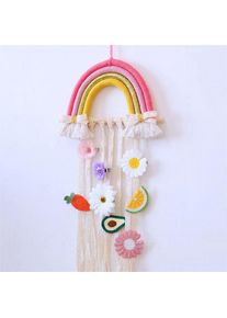 Rainbow Tassel Ornaments Girls Hair Clip Storage Wall Hanging Decoration, A7