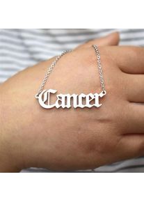 Women Ancient English Zodiac 12 Constellations Jewelry Necklace, Silver / Cancer