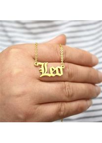 Women Ancient English Zodiac 12 Constellations Jewelry Necklace, Gold / Leo