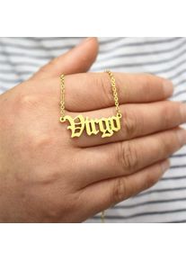 Women Ancient English Zodiac 12 Constellations Jewelry Necklace, Gold / Virgo