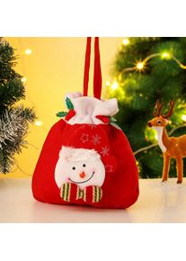 Christmas 3D Drawstring Apple Gift Bags 4 Pieces Set, Snowman