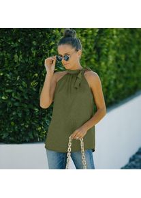 Womens Summer Halter Chiffon Loose Sleeveless Tank Tops, Green / M