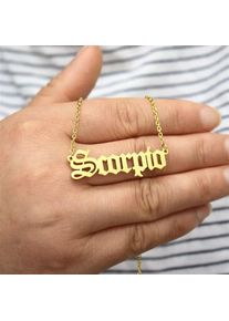 Women Ancient English Zodiac 12 Constellations Jewelry Necklace, Gold / Scorpio