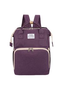 3-in-1 Folding Mummy Bag Crib Waterproof Large Capacity Backpack Organizer, Purple