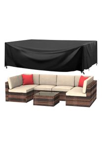 6 Seater Rattan Garden Corner Sofa Coffee Table Furniture Set, With Cover