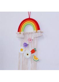 Rainbow Tassel Ornaments Girls Hair Clip Storage Wall Hanging Decoration, A2