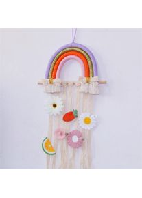 Rainbow Tassel Ornaments Girls Hair Clip Storage Wall Hanging Decoration, A4