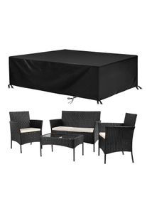 4-Seater Rattan Garden Furniture Patio Conversation Set Table Chairs, Black / With Cover