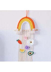 Rainbow Tassel Ornaments Girls Hair Clip Storage Wall Hanging Decoration, A8