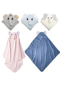 Unisex Baby Soft Warm Elephant Hooded Bath Towel, White