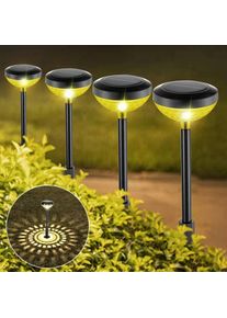 4 Pack Solar Garden Waterproof Water Droplets Projection Light, Warm Light & Steady-on