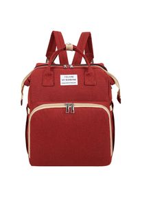 3-in-1 Folding Mummy Bag Crib Waterproof Large Capacity Backpack Organizer, Wine Red