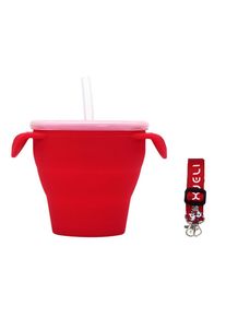 Foldable Baby Eco Friendly Silicone Snack Cup Easy Clean, Red