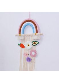 Rainbow Tassel Ornaments Girls Hair Clip Storage Wall Hanging Decoration, A1