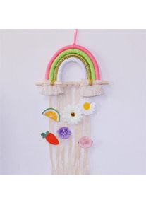 Rainbow Tassel Ornaments Girls Hair Clip Storage Wall Hanging Decoration, A3