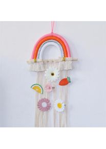 Rainbow Tassel Ornaments Girls Hair Clip Storage Wall Hanging Decoration, A5