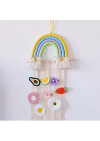 Rainbow Tassel Ornaments Girls Hair Clip Storage Wall Hanging Decoration, A10