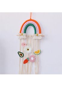 Rainbow Tassel Ornaments Girls Hair Clip Storage Wall Hanging Decoration, A6