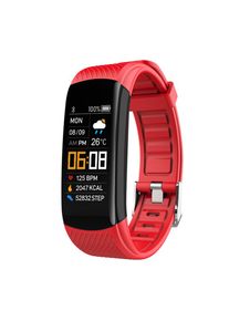 C5S Smart Bracelet Sports Pedometer Heart Rate Blood Pressure Smart Watch, Red