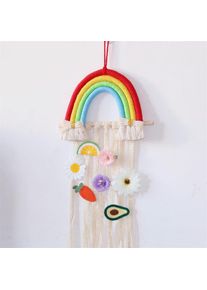Rainbow Tassel Ornaments Girls Hair Clip Storage Wall Hanging Decoration, A9