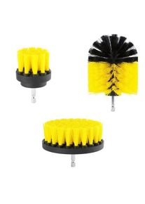 3Pcs/Set Combo Electric Drill Scrubber Brush Kit For Cleaning Kitchen Bathroom, Yellow
