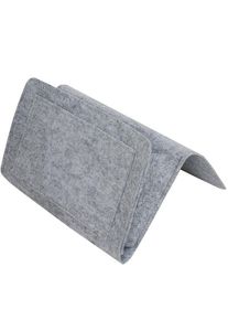 2Pcs Bedside Storage Pocket Felt Hanging Organizer Bag for Magazine Phone Remote Control, Light Grey