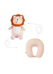 2-in-1 U-Shaped Neck Pillow Deformable Back Cushion Cute Stuffed Animal Plush Toy, Pink Lion