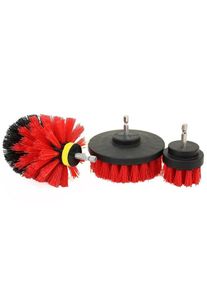 3Pcs/Set Combo Electric Drill Scrubber Brush Kit For Cleaning Kitchen Bathroom, Red