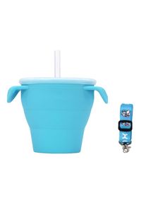 Foldable Baby Eco Friendly Silicone Snack Cup Easy Clean, Blue