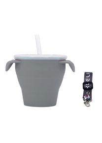 Foldable Baby Eco Friendly Silicone Snack Cup Easy Clean, Grey
