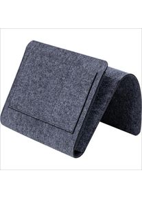 2Pcs Bedside Storage Pocket Felt Hanging Organizer Bag for Magazine Phone Remote Control, Dark Grey