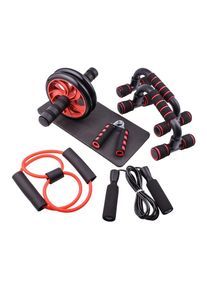 7PCS Abdominal Wheel Roller Set Full Body Core Workout Equipment, Red