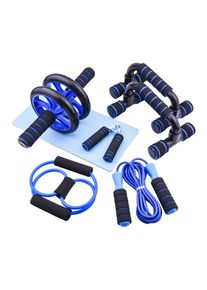 7PCS Abdominal Wheel Roller Set Full Body Core Workout Equipment, Blue