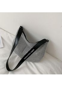 Women Luxury Sequined Rhinestones Letter Purse Handbags Glitter Shoulder Bag, Type 1 / Silver