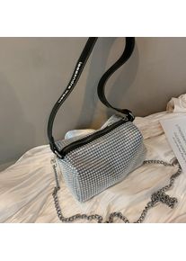 Women Luxury Sequined Rhinestones Letter Purse Handbags Glitter Shoulder Bag, Type 2 / Silver