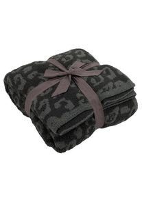 Winter Warm Soft Microfiber Fluffy Leopard Print Blanket, 70*59cm / Black+Grey