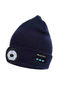 5.0 Wireless Knitted Music Bluetooth Hat with LED Light, Navy Blue