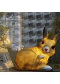 Outdoor Solar Resin Owl Puppy Rabbit Snail Sculptures Light, Rabbit