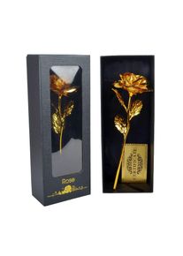 Gold Foil Rose Flower Valentine's Day Birthday Romantic Gift, Black + Frosted Gold Rose