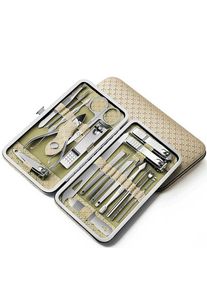 19PCS Nail Clippers Manicure Kit Cuticle Grooming Set Case, Gold